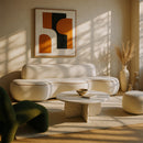  Meridian Swerve 101" Cream Velvet Upholstered Sofa IMAGE 2