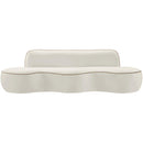  Meridian Swerve 101" Cream Velvet Upholstered Sofa IMAGE 3