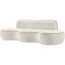  Meridian Swerve 101" Cream Velvet Upholstered Sofa IMAGE 7