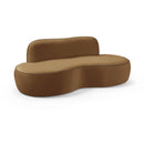 Meridian Swerve 77" Saddle Velvet Upholstered Loveseat IMAGE 1