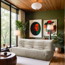  Manufacturer Color_Cream -- Relax 77.75" Cream Vegan Leather Upholstered Sofa IMAGE 2