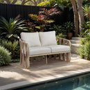  Meridian San Pietro 60.5" Beige Water Resilient Fabric Upholstered Outdoor Patio Loveseat IMAGE 2