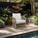  Meridian San Pietro Cream Water Resilient Fabric Upholstered Outdoor Patio Chair IMAGE 2