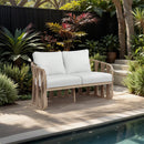  Meridian San Pietro 60.5" Cream Water Resilient Fabric Upholstered Outdoor Patio Loveseat IMAGE 2