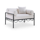  Meridian Portofino Cream Resilient Water Repellent Fabric Upholstered Outdoor Patio Chair IMAGE 1