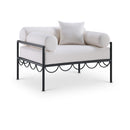  Meridian Portofino Cream Resilient Water Repellent Fabric Upholstered Outdoor Patio Chair IMAGE 1