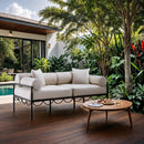  Meridian Portofino 69.75" Cream Resilient Water Repellent Fabric Upholstered Outdoor Patio Loveseat IMAGE 2