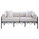  Meridian Portofino 69.75" Cream Resilient Water Repellent Fabric Upholstered Outdoor Patio Loveseat IMAGE 3