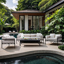  Meridian Portofino 69.75" Cream Resilient Water Repellent Fabric Upholstered Outdoor Patio Loveseat IMAGE 9