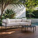  Meridian Portofino 85.75" Cream Resilient Water Repellent Fabric Upholstered Outdoor Patio Sofa IMAGE 2