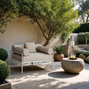 Meridian Portofino Beige Resilient Water Repellent Fabric Upholstered Outdoor Patio Chair IMAGE 2
