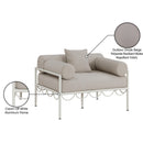  Meridian Portofino Beige Resilient Water Repellent Fabric Upholstered Outdoor Patio Chair IMAGE 8