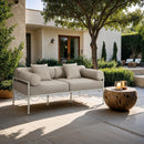 Meridian Portofino 69.75" Beige Resilient Water Repellent Fabric Upholstered Outdoor Patio Loveseat IMAGE 2