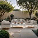  Meridian Portofino White Aluminum Outdoor Patio Coffee Table IMAGE 10