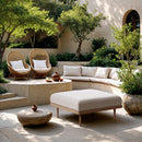  Meridian Laguna Beige Resilient Water Resistant Fabric Upholstered Outdoor Patio Modular Ottoman IMAGE 2