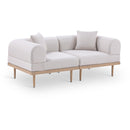  Meridian Laguna 71" Beige Resilient Water Resistant Fabric Upholstered 2 pc Outdoor Patio Modular Loveseat IMAGE 1
