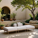  Meridian Laguna 106.5" Beige Resilient Water Resistant Fabric Upholstered 3 pc Outdoor Patio Modular Sofa IMAGE 2
