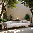  Meridian Laguna 106.5" Beige Resilient Water Resistant Fabric Upholstered 3 pc Outdoor Patio Modular Sofa IMAGE 2