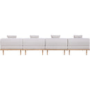  Meridian Laguna 142" Beige Resilient Water Resistant Fabric Upholstered 4 pc Outdoor Patio Modular Sofa IMAGE 4