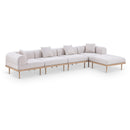  Meridian Laguna 142" Beige Resilient Water Resistant Fabric Upholstered 5 pc Outdoor Patio Modular Sectional IMAGE 1