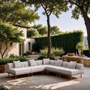  Meridian Laguna 106.5" Beige Resilient Water Resistant Fabric Upholstered 5 pc Outdoor Patio Modular Sectional IMAGE 2