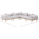  Meridian Laguna 106.5" Beige Resilient Water Resistant Fabric Upholstered 5 pc Outdoor Patio Modular Sectional IMAGE 5
