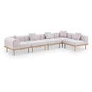  Meridian Laguna 142" Beige Resilient Water Resistant Fabric Upholstered 5 pc Outdoor Patio Modular Sectional IMAGE 1
