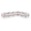  Meridian Laguna 142" Beige Resilient Water Resistant Fabric Upholstered 6 pc Outdoor Patio Modular Sectional IMAGE 1