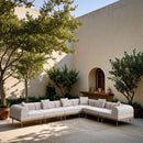  Meridian Laguna 142" Beige Resilient Water Resistant Fabric Upholstered 6 pc Outdoor Patio Modular Sectional IMAGE 2