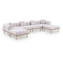  Meridian Laguna 142" Beige Resilient Water Resistant Fabric Upholstered 6 pc Outdoor Patio Modular Sectional IMAGE 1