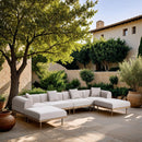  Meridian Laguna 142" Beige Resilient Water Resistant Fabric Upholstered 6 pc Outdoor Patio Modular Sectional IMAGE 2
