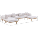  Meridian Laguna 142" Beige Resilient Water Resistant Fabric Upholstered 6 pc Outdoor Patio Modular Sectional IMAGE 5