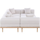  Meridian Laguna 106.5" Beige Resilient Water Resistant Fabric Upholstered 6 pc Outdoor Patio Modular Sectional IMAGE 3