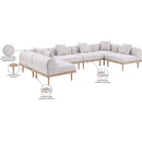  Meridian Laguna 142" Beige Resilient Water Resistant Fabric Upholstered 6 pc Outdoor Patio Modular Sectional IMAGE 6