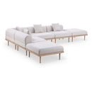  Meridian Laguna 142" Beige Resilient Water Resistant Fabric Upholstered 6 pc Outdoor Patio Modular Sectional IMAGE 1