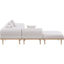  Meridian Laguna 142" Beige Resilient Water Resistant Fabric Upholstered 6 pc Outdoor Patio Modular Sectional IMAGE 3