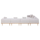  Meridian Laguna 142" Beige Resilient Water Resistant Fabric Upholstered 7 pc Outdoor Patio Modular Sectional IMAGE 4