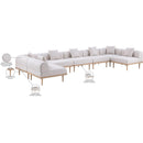  Meridian Laguna 177.5" Beige Resilient Water Resistant Fabric Upholstered 7 pc Outdoor Patio Modular Sectional IMAGE 6