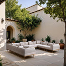  Meridian Laguna 142" Beige Resilient Water Resistant Fabric Upholstered 8 pc Outdoor Patio Modular Sectional IMAGE 2