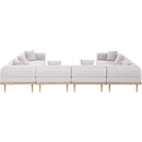  Meridian Laguna 142" Beige Resilient Water Resistant Fabric Upholstered 8 pc Outdoor Patio Modular Sectional IMAGE 4