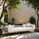  Meridian Laguna 106.5" Cream Resilient Water Resistant Fabric Upholstered 3 pc Outdoor Patio Modular Sofa IMAGE 2
