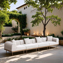  Meridian Laguna 142" Cream Resilient Water Resistant Fabric Upholstered 4 pc Outdoor Patio Modular Sofa IMAGE 2