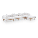  Meridian Laguna 142" Cream Resilient Water Resistant Fabric Upholstered 5 pc Outdoor Patio Modular Sectional IMAGE 1