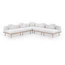  Meridian Laguna 106.5" Cream Resilient Water Resistant Fabric Upholstered 5 pc Outdoor Patio Modular Sectional IMAGE 1