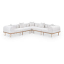  Meridian Laguna 106.5" Cream Resilient Water Resistant Fabric Upholstered 5 pc Outdoor Patio Modular Sectional IMAGE 1