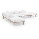  Meridian Laguna 142" Cream Resilient Water Resistant Fabric Upholstered 6 pc Outdoor Patio Modular Sectional IMAGE 1