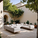  Meridian Laguna 142" Cream Resilient Water Resistant Fabric Upholstered 8 pc Outdoor Patio Modular Sectional IMAGE 2