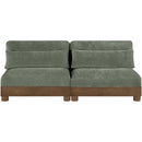  Meridian Turin 80" Green Fabric Upholstered 2 pc Modular Loveseat IMAGE 3