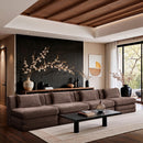  Manufacturer Color_Brown -- Stellar 152" Brown Chenille Fabric Upholstered 4 pc Modular Sofa IMAGE 2