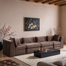  Manufacturer Color_Brown -- Stellar 152" Brown Chenille Fabric Upholstered 4 pc Modular Sofa IMAGE 2